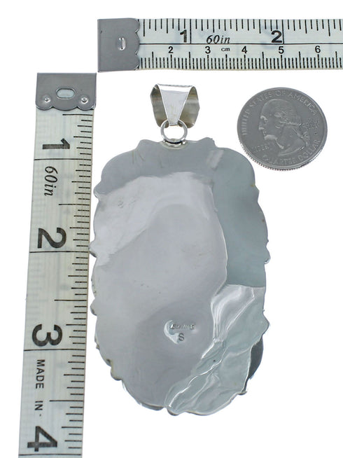 Genuine Navajo Sterling Silver Turquoise Amber Pendant X11394